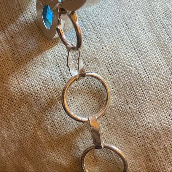 Gorgeous Copper Tibetan Turquoise + Blue Topaz cluster statement cuff bracelet - Picture 8 of 13